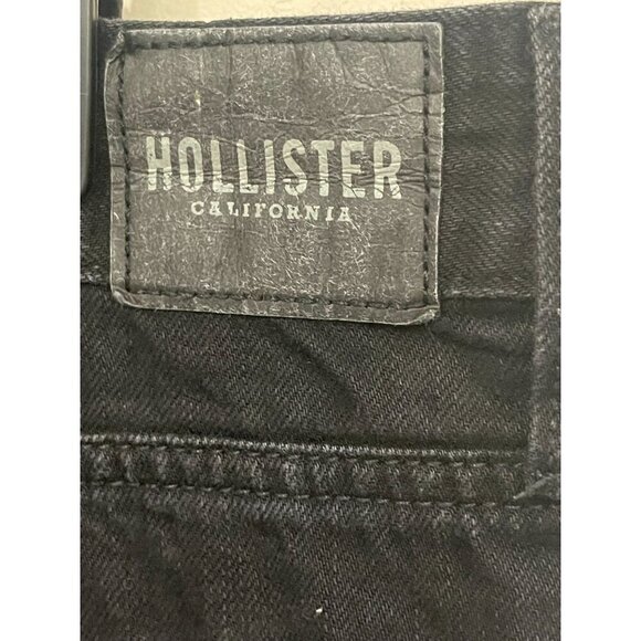Hollister Women's High-Rise Barrel Leg Jeans Black Denim Size 19R  Y2K - Picture 5 of 7